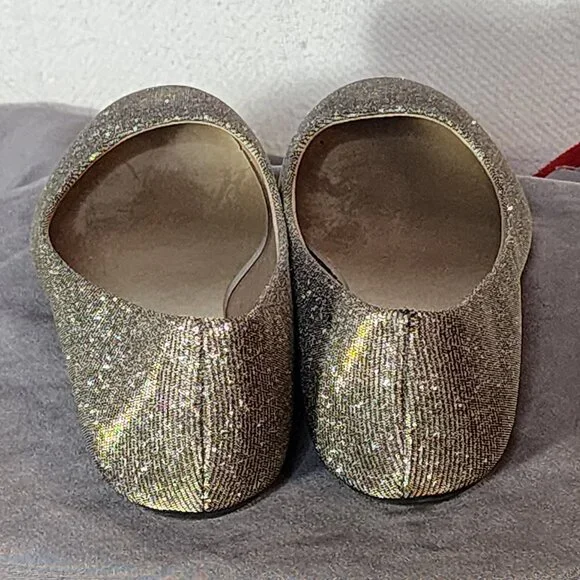 Lower East Side Gold Glitter Chelsea Dorado Fabric Upper Ballet Flat Size 7W - Picture 7 of 16